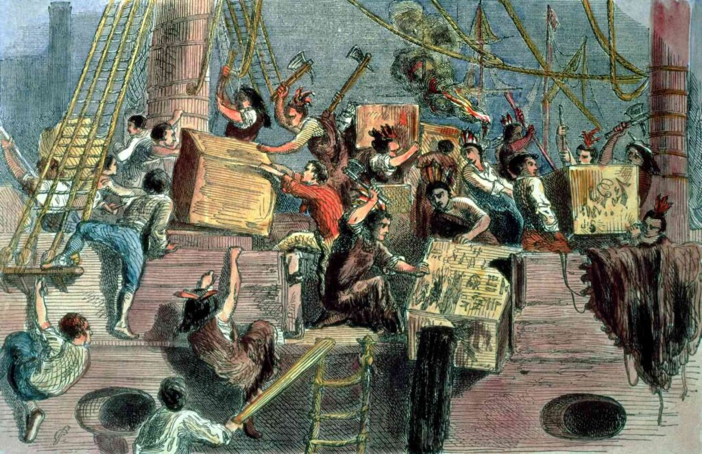 Coffee boston tea party the boston boys throwing the taxed tea into the charles river 1773 hand coloured print 73216815 5a5cdbbdd92b090036bfe2d9 inFoodTRAVEL